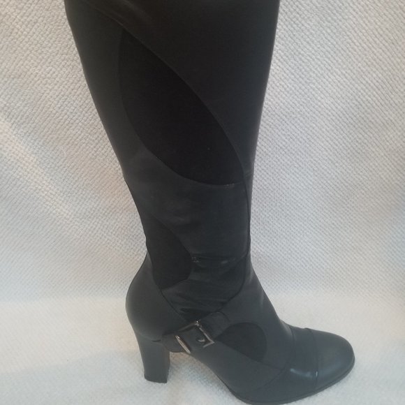 All leather new tall black winter boots - Picture 5 of 9